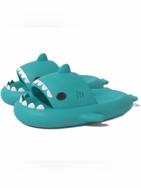 Amazon Kids Shark Slip-On Slippers in Teal